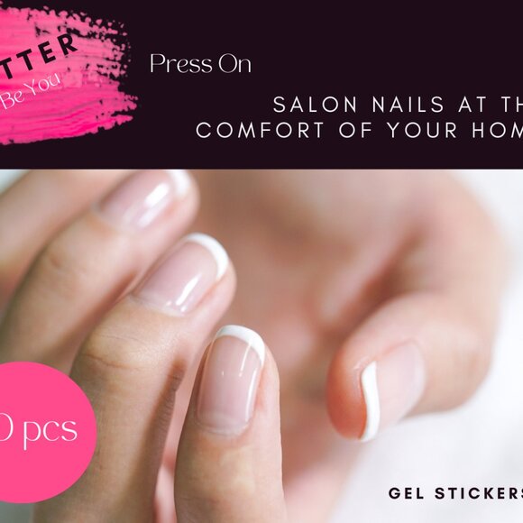 French Tip Squoval Press On Nails 2 Pack - Picture 2 of 5